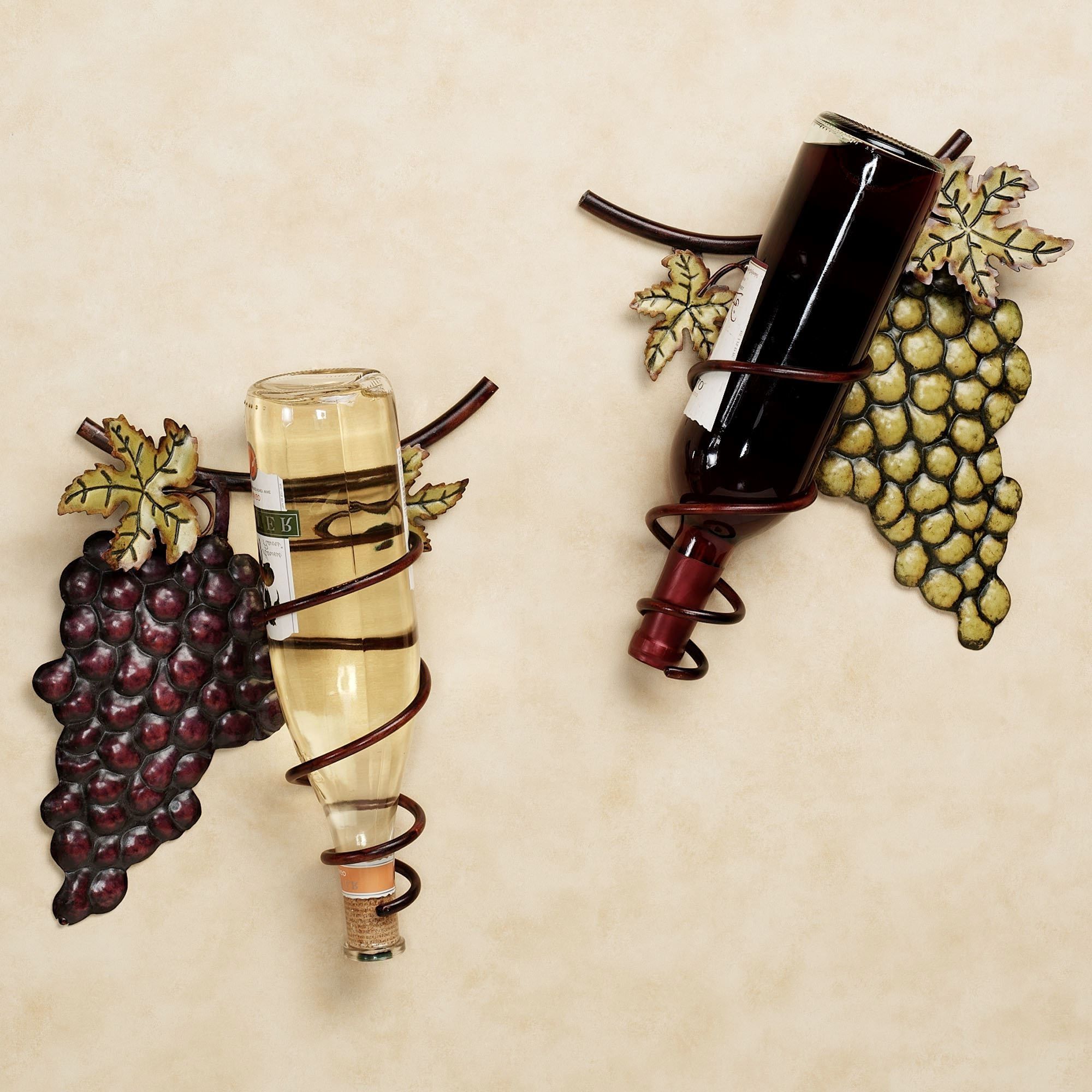 Newest Wine Valley Grapes Metal Wall Wine Rack Set Throughout Grape Vine Metal Wall Art (View 7 of 15)