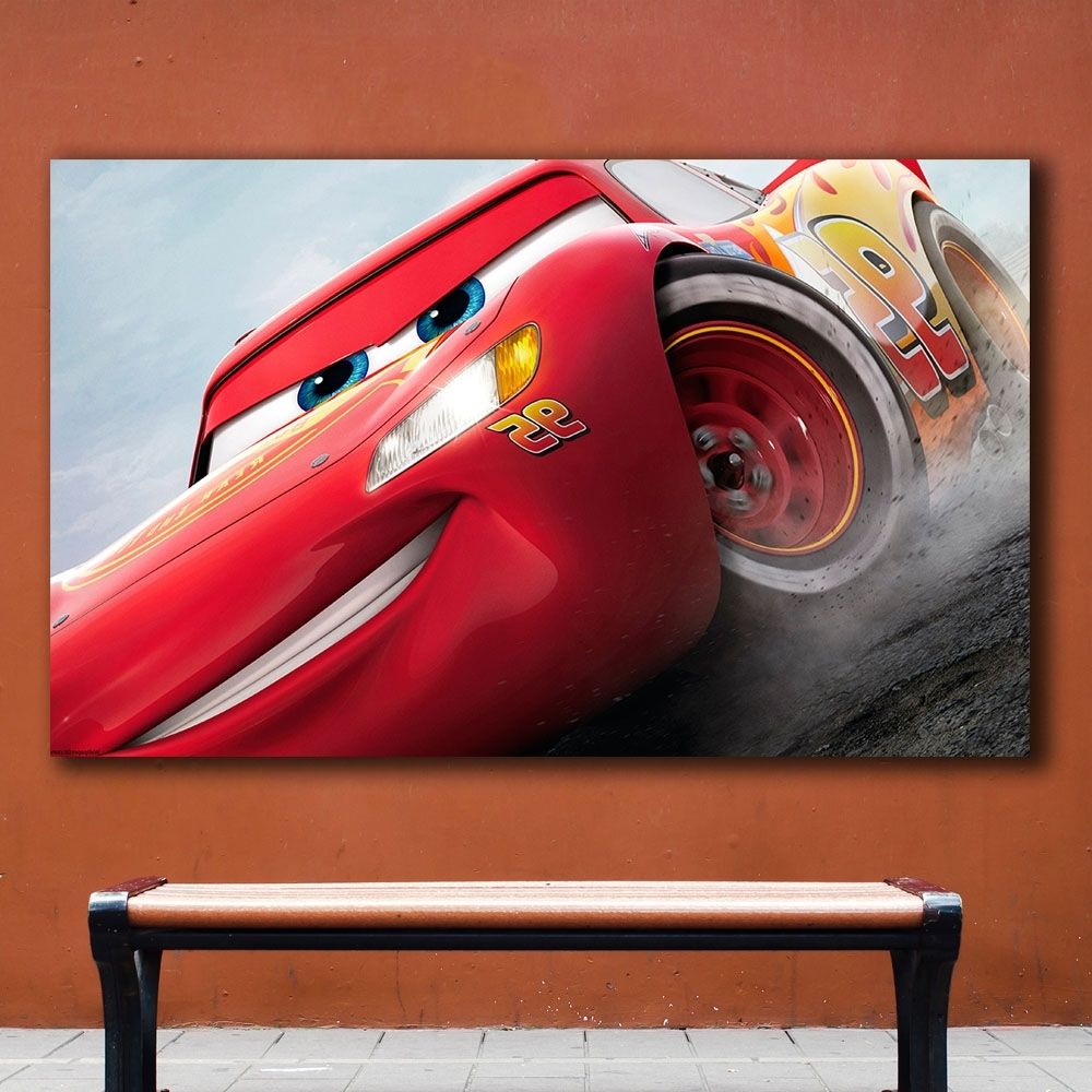 Online Shop Fashion Oil Painting Cars 3 Lightning Mcqueen Home Intended For 2017 Lightning Mcqueen Wall Art (View 15 of 15)