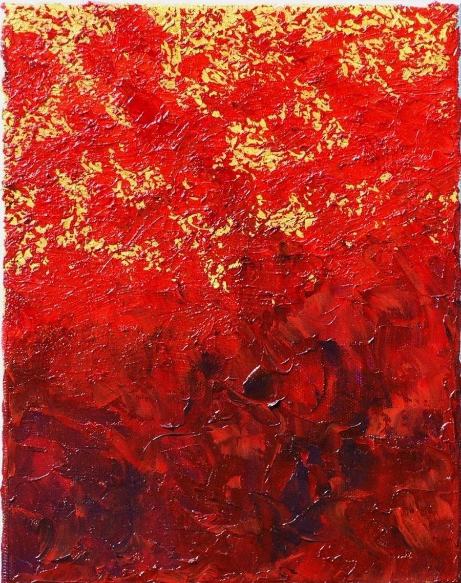 Original 8 X 10 Canvas Art, Abstract Red And Yellow Modern Art Intended For Popular Red And Yellow Wall Art (View 15 of 15)
