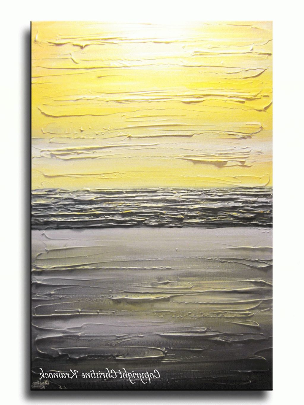 Original Art Abstract Painting Yellow Grey Modern Textured Coastal For Favorite Yellow And Gray Wall Art (View 11 of 15)