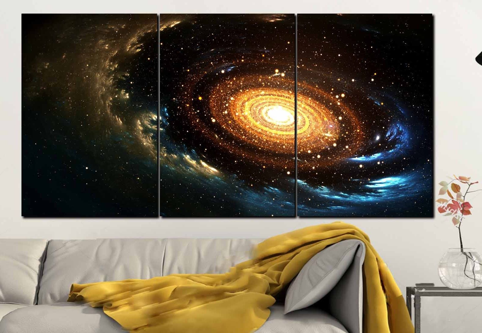 Outer Space Wall Art For Well Known Outer Space Spiral Galaxy And Stars Wall Art Canvas Print,space (View 7 of 15)