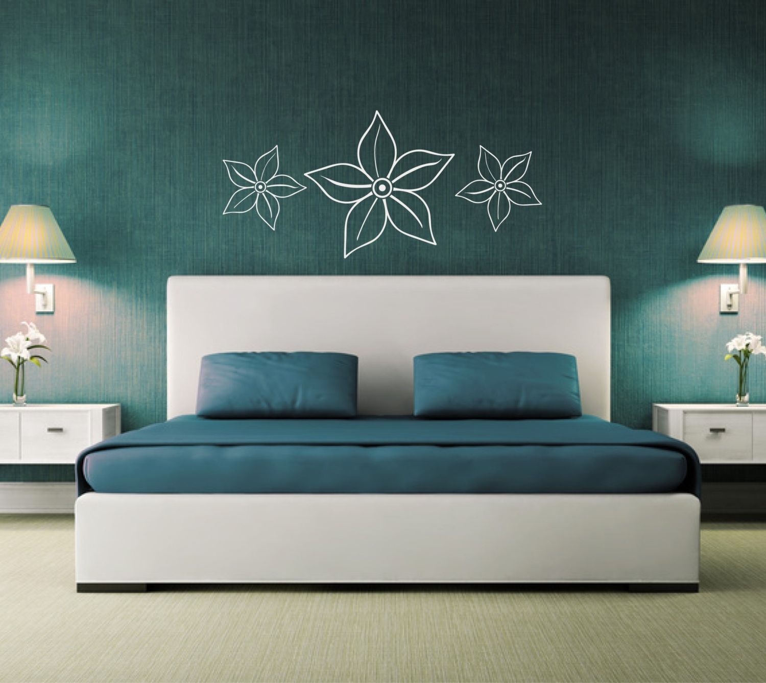 Over The Bed Wall Art Pertaining To Most Popular Flower Wall Sticker (View 5 of 15)