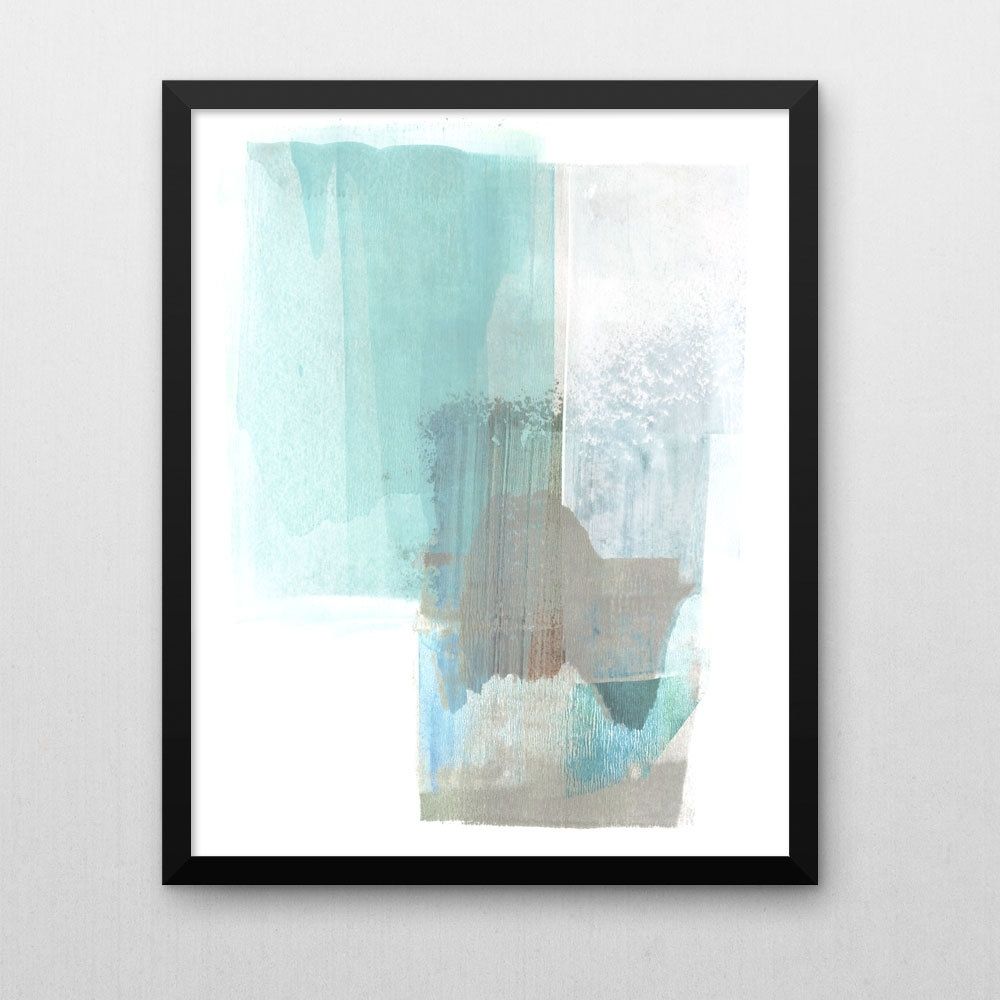 Pale Turquoise Blue & Brown Abstract Wall Art, Scandinavian Art Inside Well Known Blue And Brown Wall Art (View 8 of 15)
