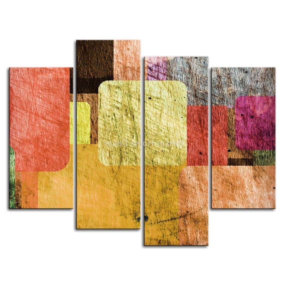 Pastel Abstract Wall Art Throughout Popular 3 Piece Wall Art Painting Overlapping Pastel Tiles Picture Print (View 10 of 15)