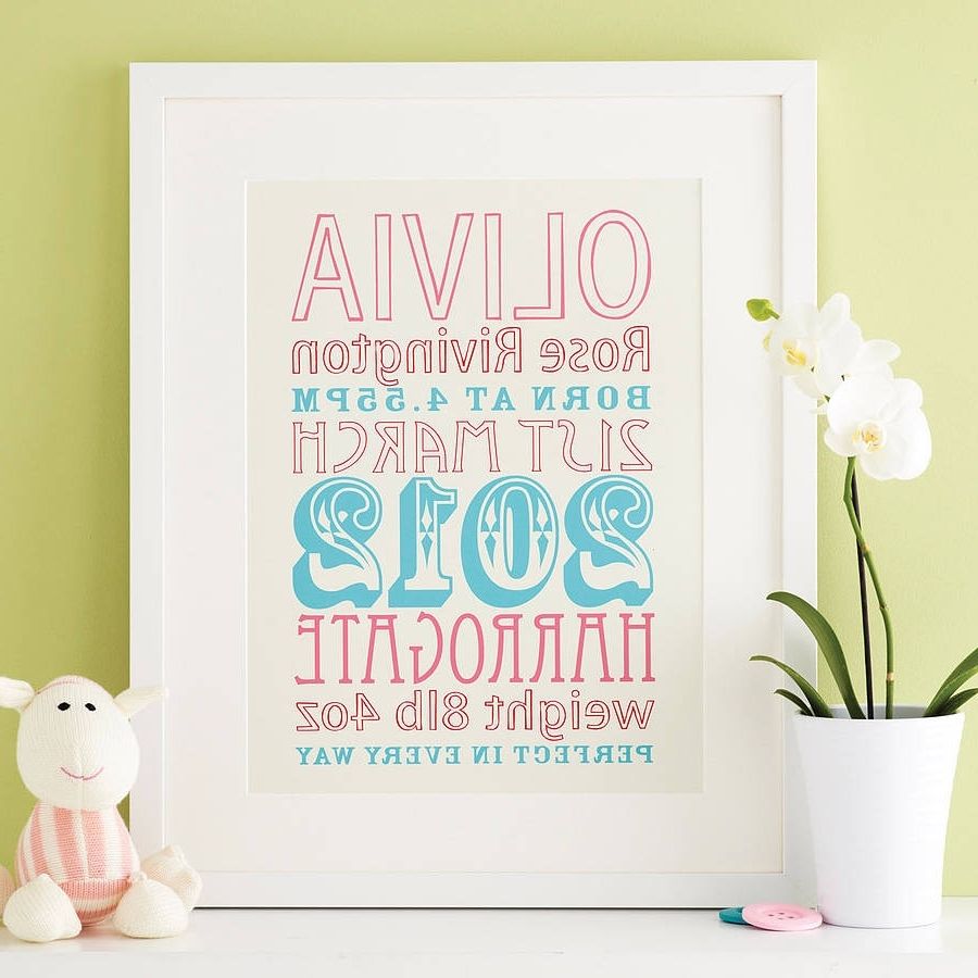Personalized Nursery Wall Art With Regard To Most Current Personalised New Baby Birth Date Print (View 2 of 15)
