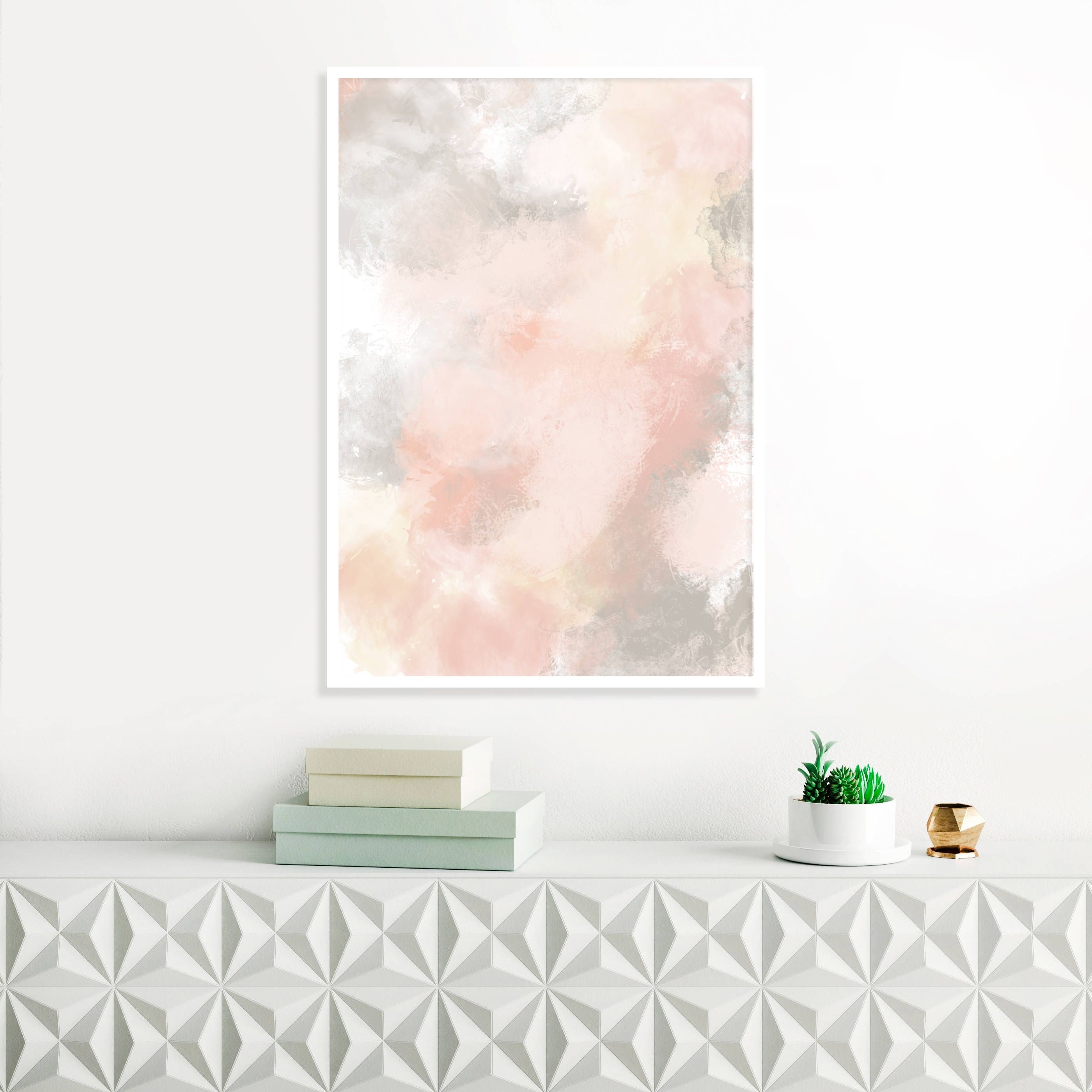 Pink And Grey Wall Art Within Famous Blush Pink And Grey Painting, Pink Abstract Art, Pink Wall Art (View 2 of 15)