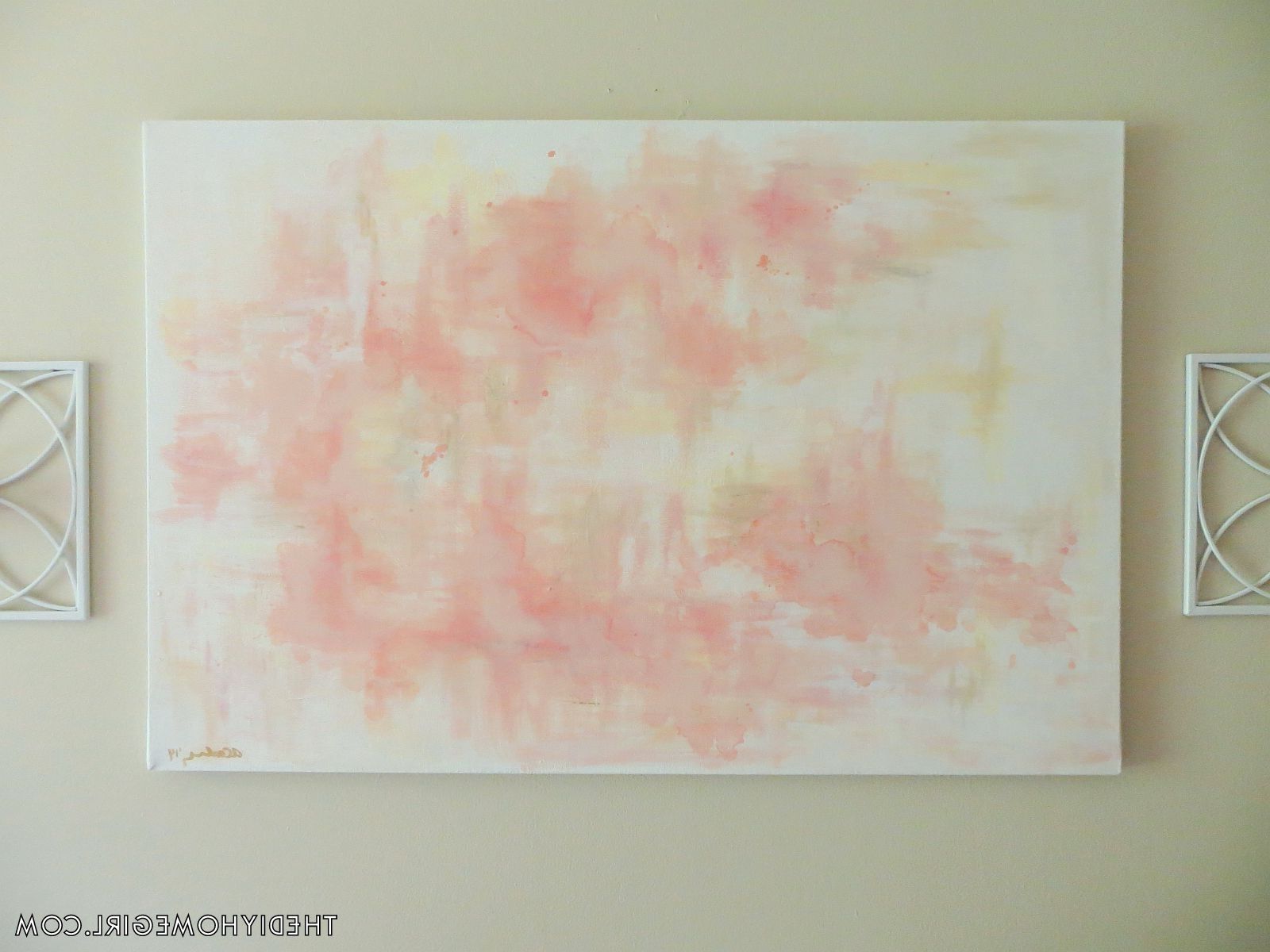 Pink And White Wall Art Regarding Most Recently Released Diy Abstract Wall Art Salmon Shrimp Toast Pink Rose Gold Silver (View 5 of 15)