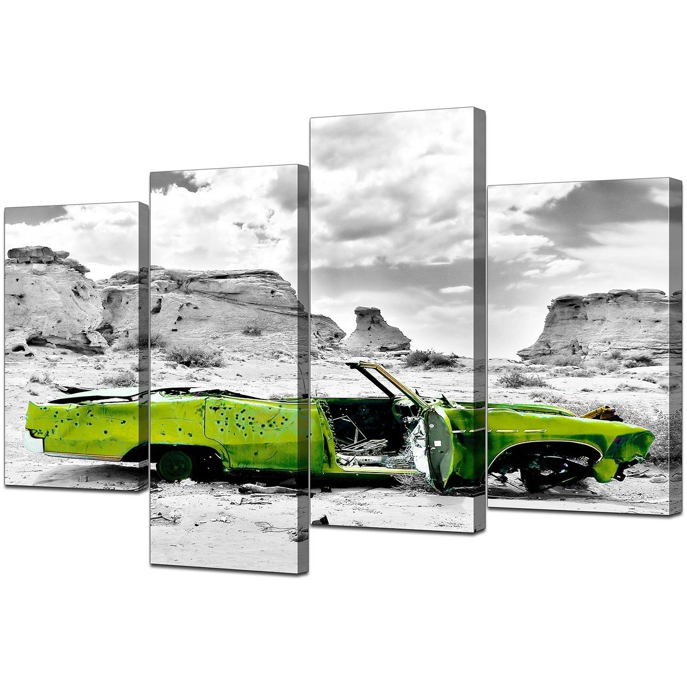 Popular Canvas Art Of Green Car In Black & White For Your Office Within Green Canvas Wall Art (View 1 of 15)