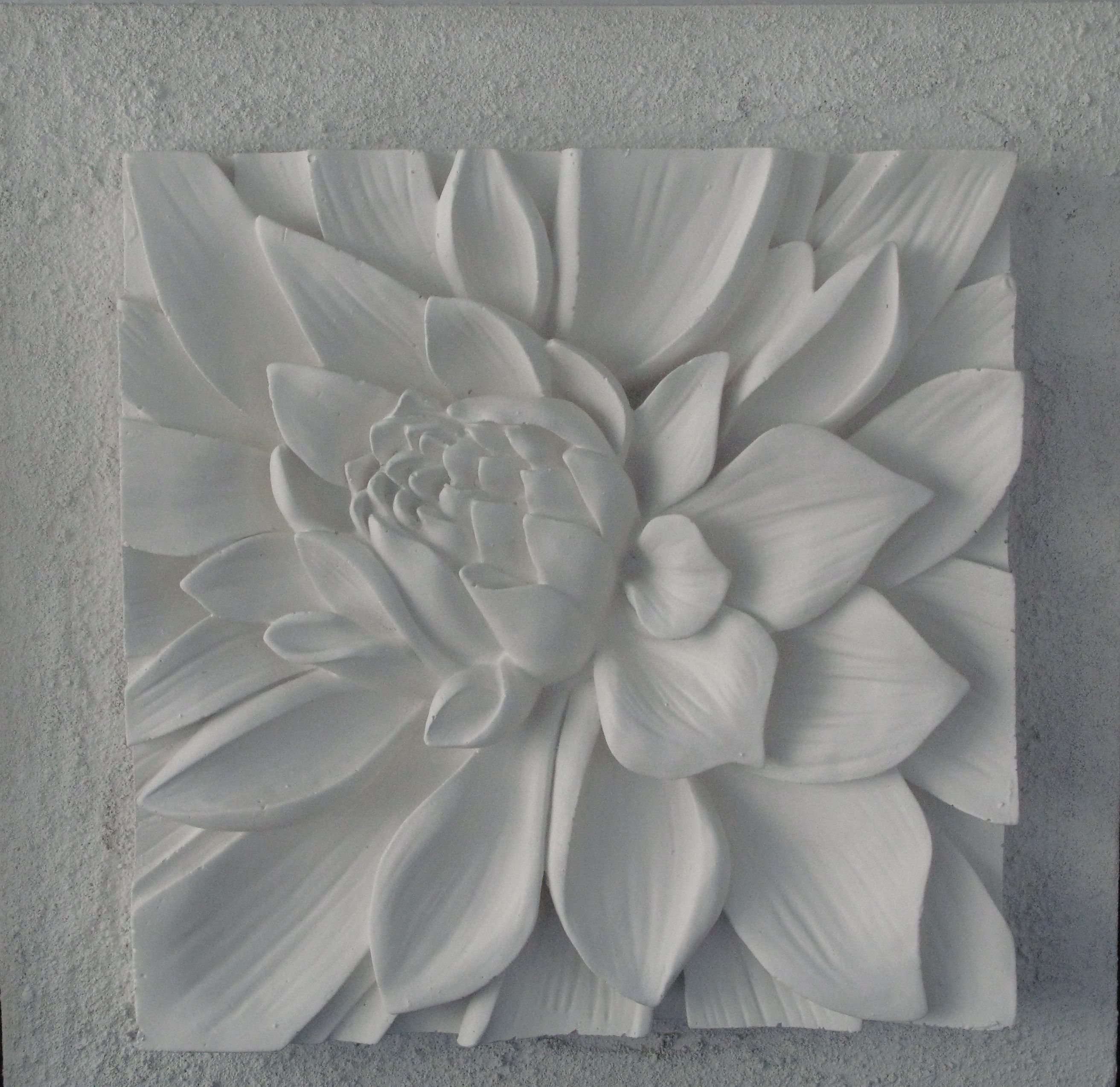 Popular Ceramic Flower Wall Art Throughout Plaster On Canvas 3d Art With Textured Background (View 14 of 15)