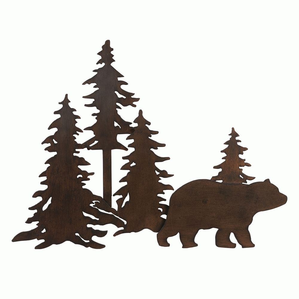 Popular Pine Tree Wall Art With Bear Forest 3 D Metal Wall Art (View 2 of 15)