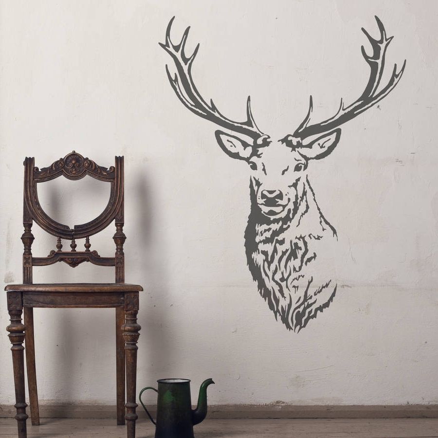 Popular Stag Wall Art Within Stag Head Vinyl Wall Stickeroakdene Designs (View 1 of 15)