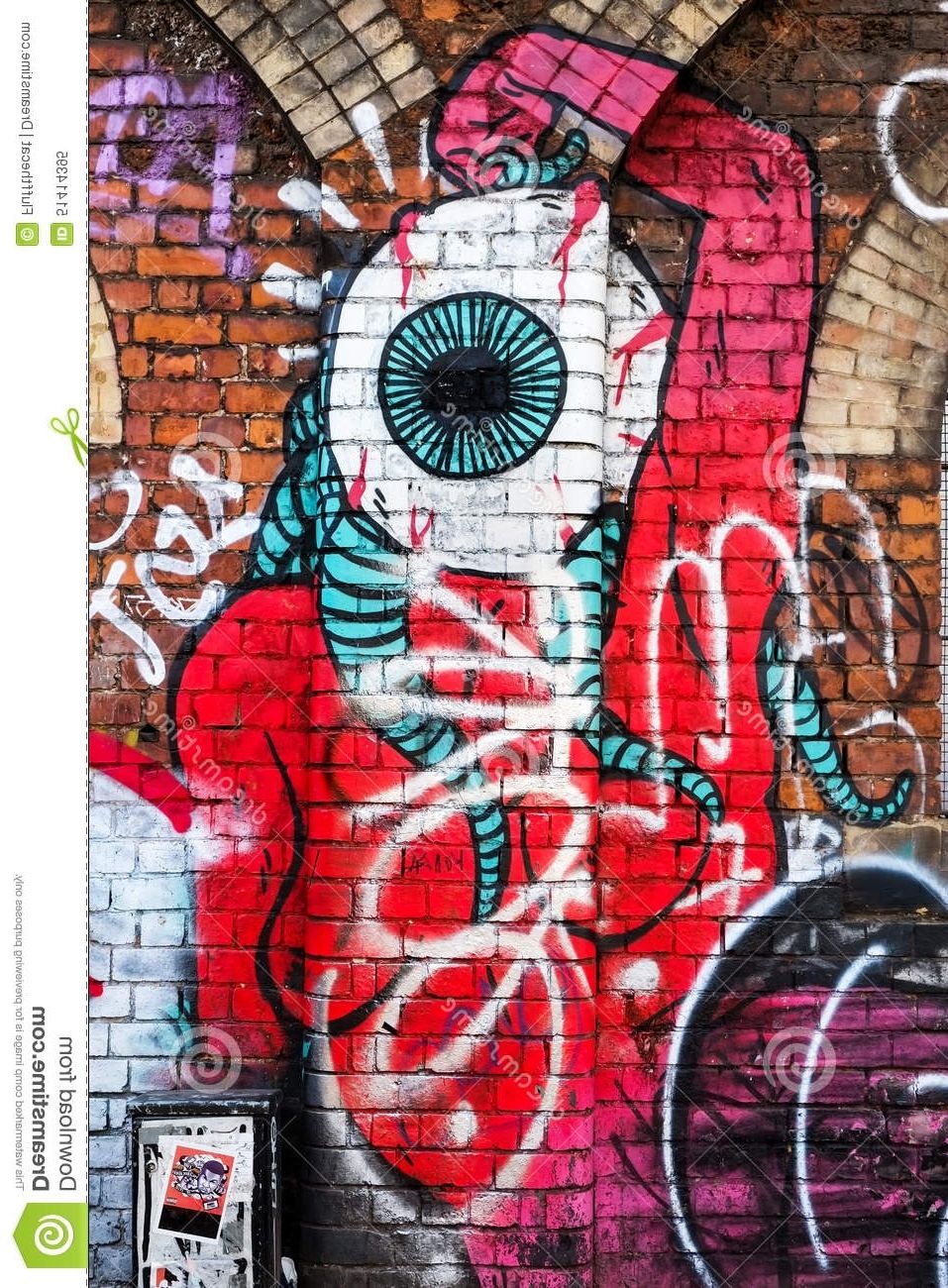 Preferred Abstract Graffiti Wall Art With Monster Creature With Big Eye, Graffiti Wall Art, London Uk (View 4 of 15)