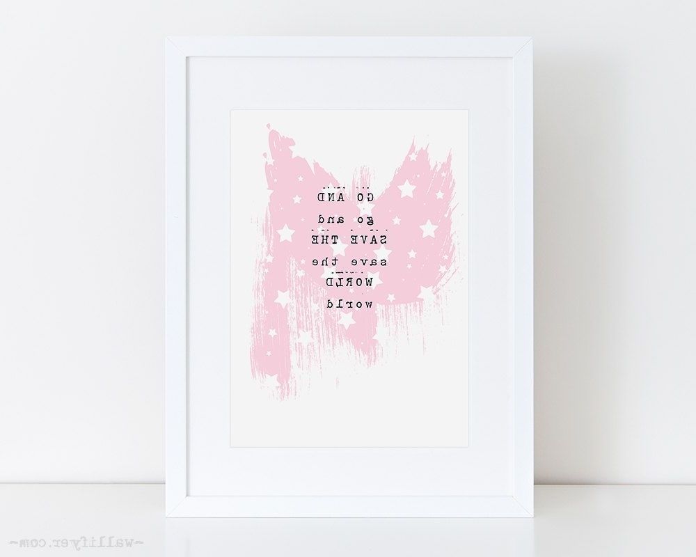 Preferred Inspirational Wall Art For Girls With Regard To Pink Wall Art For Kids, Baby Art, Nursery Artwork, Quote Art, Baby (View 3 of 15)