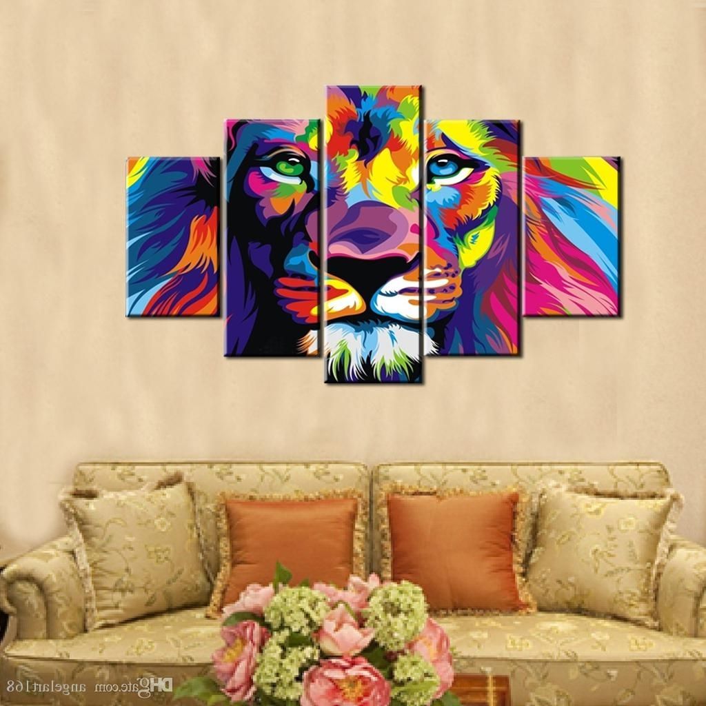 Recent 2018 Colourful Lion Wall Art Oil Painting On Canvas No Frame For Colourful Abstract Wall Art (View 3 of 15)