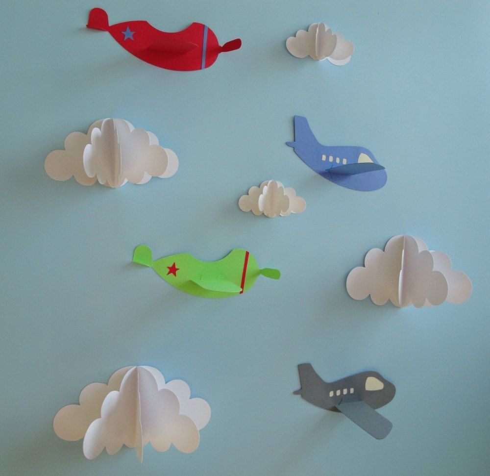 Recent Airplane Wall Decals, Plane Wall Decals, Planes And Clouds, 3d Within 3d Paper Wall Art (View 10 of 15)