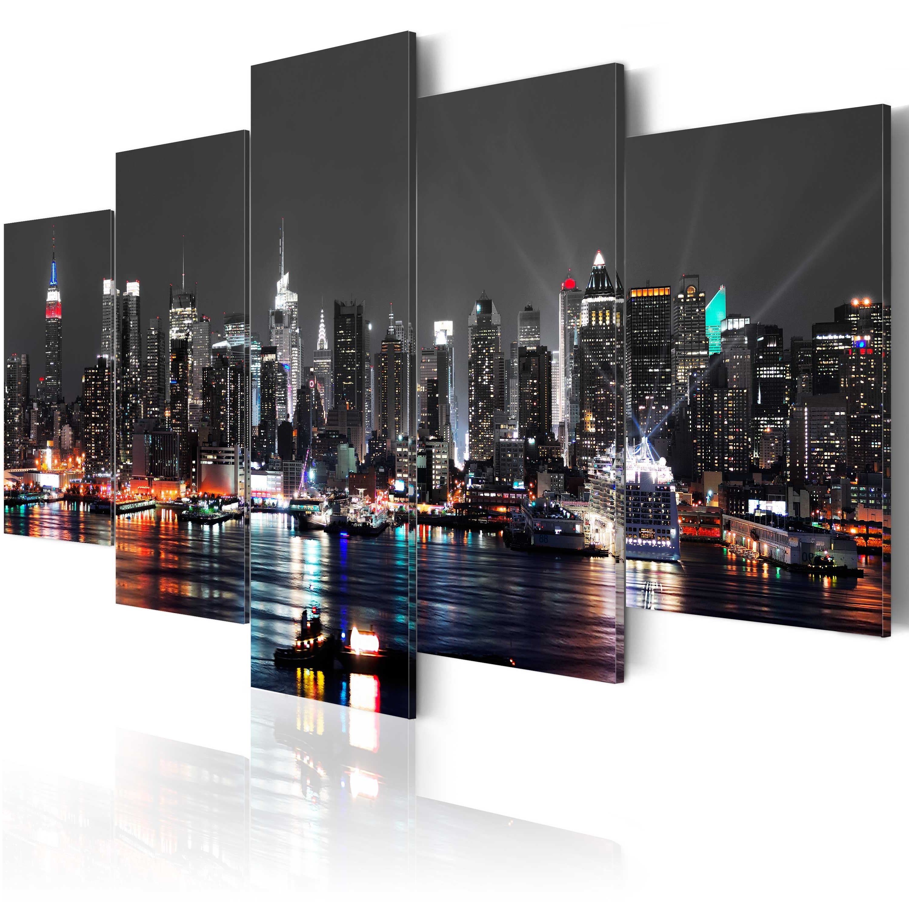 Recent Black And White New York Canvas Wall Art Pertaining To New York Nyc Skyline City Multi Canvas Wall Art Picture Print Va (View 9 of 15)