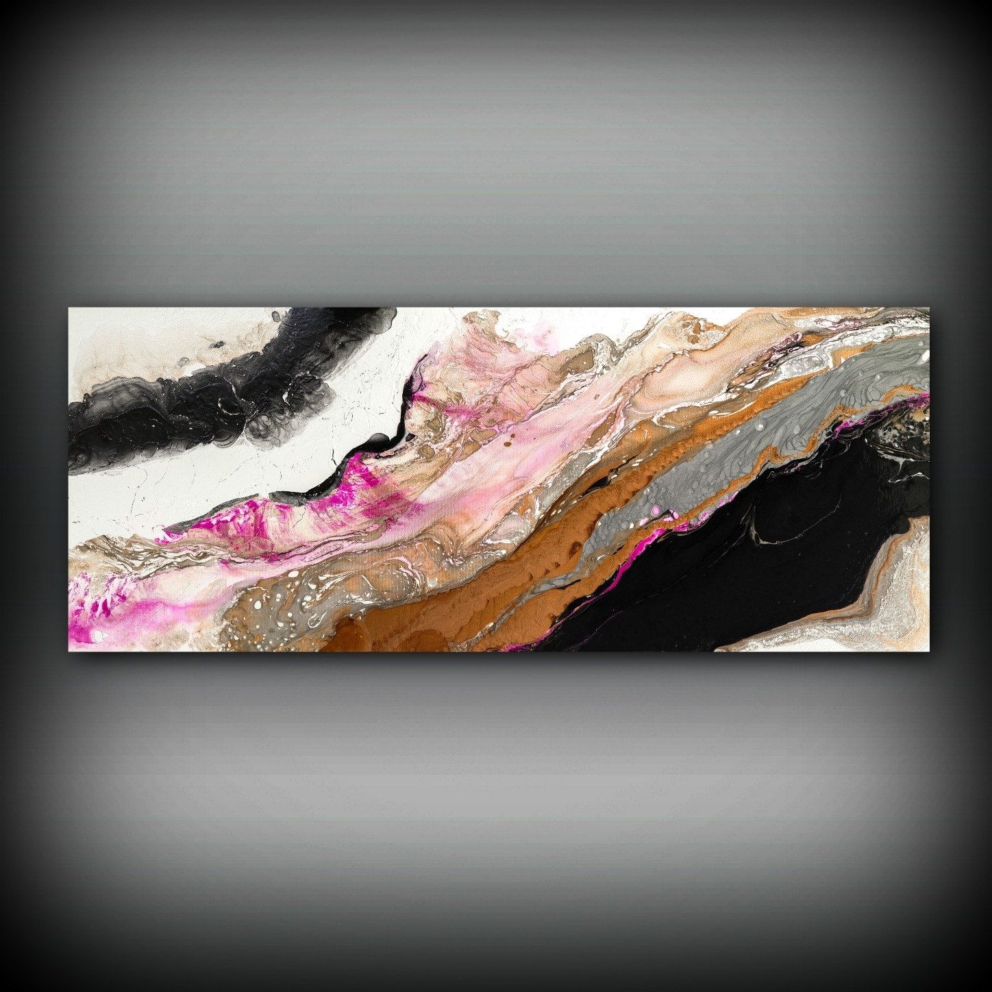 Recent Horizontal Abstract Wall Art For Girlfriend Gift Modern Art Abstract Painting Gift Mom, Wife Gift (View 3 of 15)
