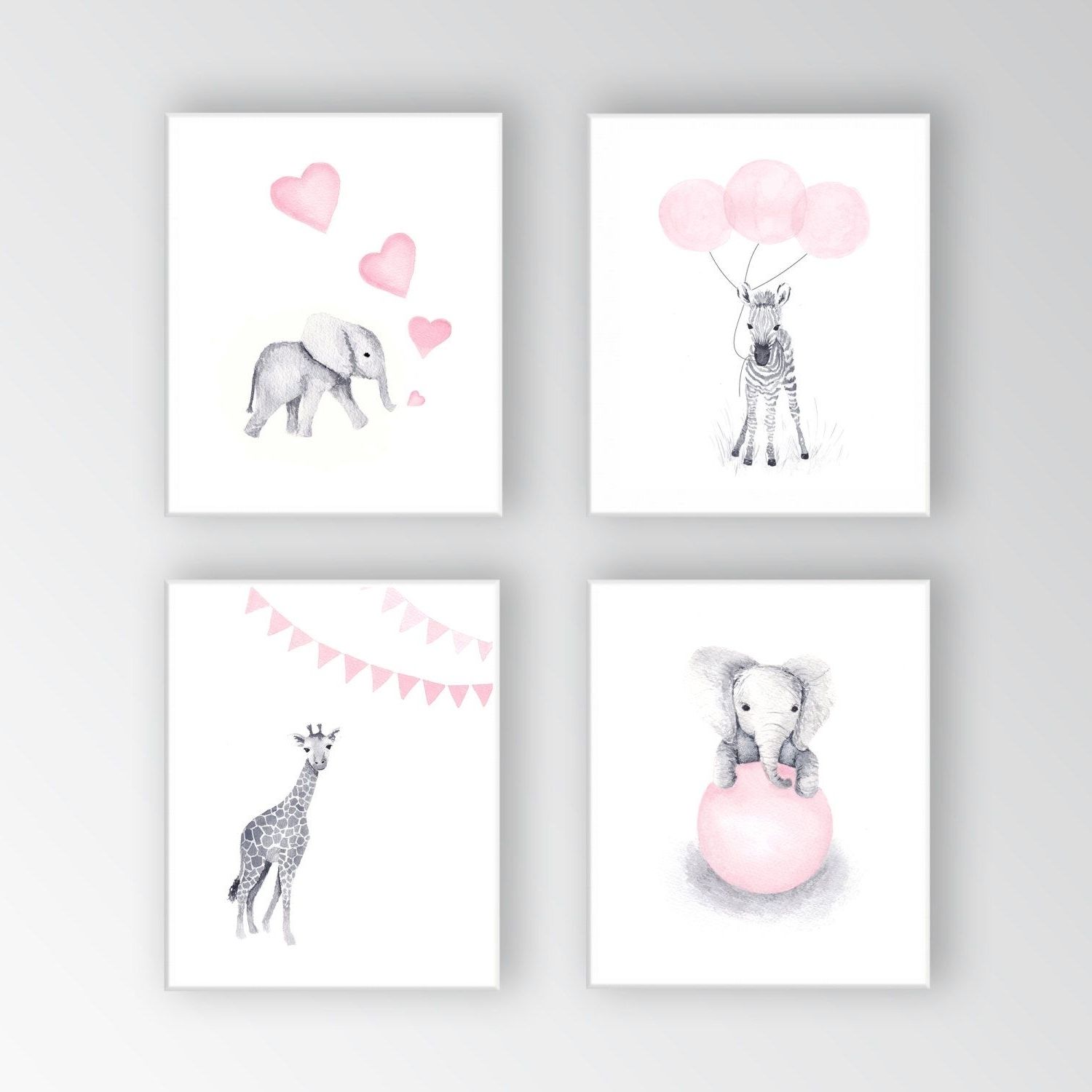 Recent Zebra Canvas Art, Baby Girl Nursery Art, Animal Watercolor With Regard To Canvas Prints For Baby Nursery (View 1 of 15)