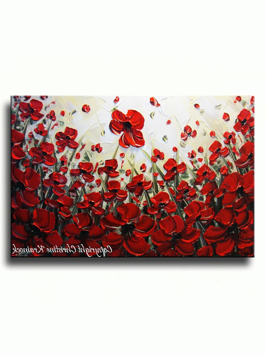 Red Poppy Canvas Wall Art Inside Popular Art Abstract Red Poppy Flowers Painting Original Modern Art (View 7 of 15)