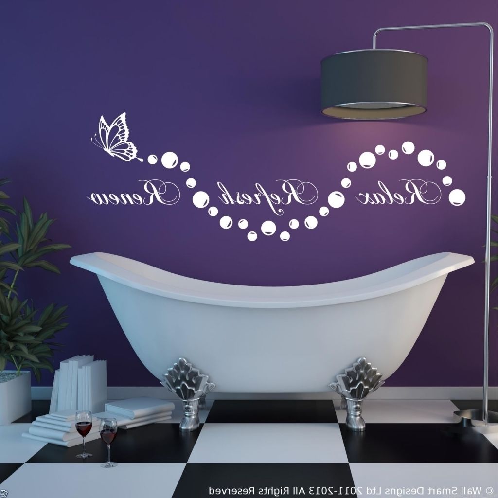 Relax Bathroom Bubbles En Suite Wall Art Sticker Quote Decal Pertaining To Newest Purple Bathroom Wall Art (View 4 of 15)