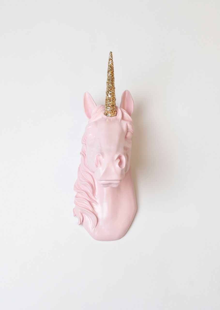 Resin Animal Heads Wall Art Regarding 2018 The Bayer In Cameo Pink With Gold Glitter Staff (View 8 of 15)