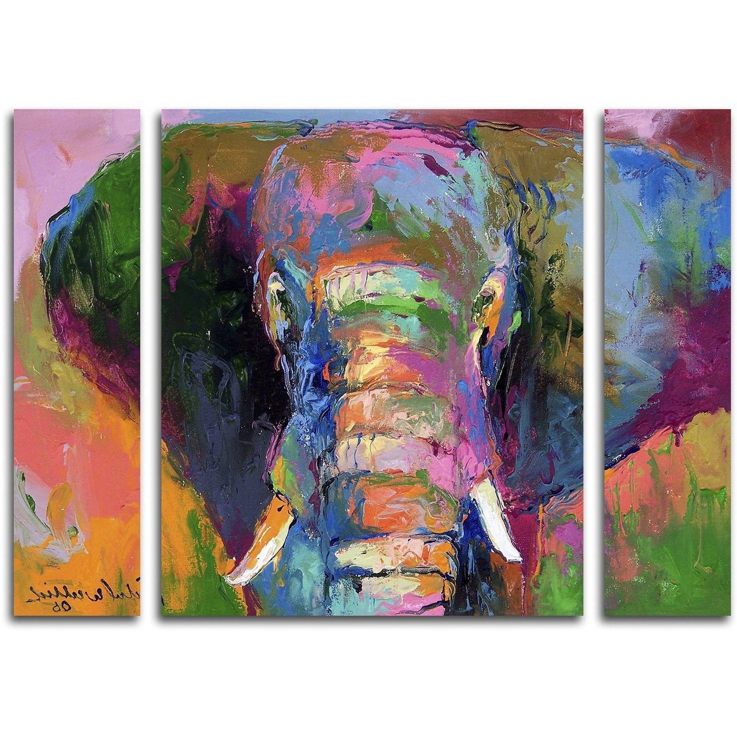 Richard Wallich "elephant 2" Multi Panel Art Set – Walmart In Current Three Panel Wall Art (View 11 of 15)