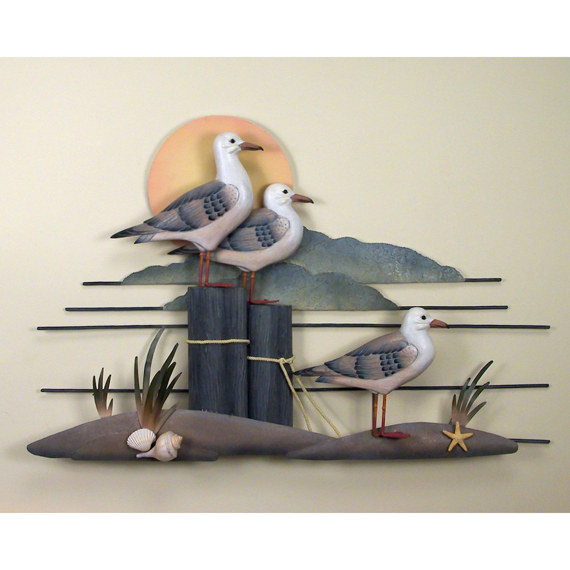 Seagull Metal Wall Art Pertaining To Fashionable Seagull Trio, Gull, Wall Art, Wall Hangings (View 1 of 15)