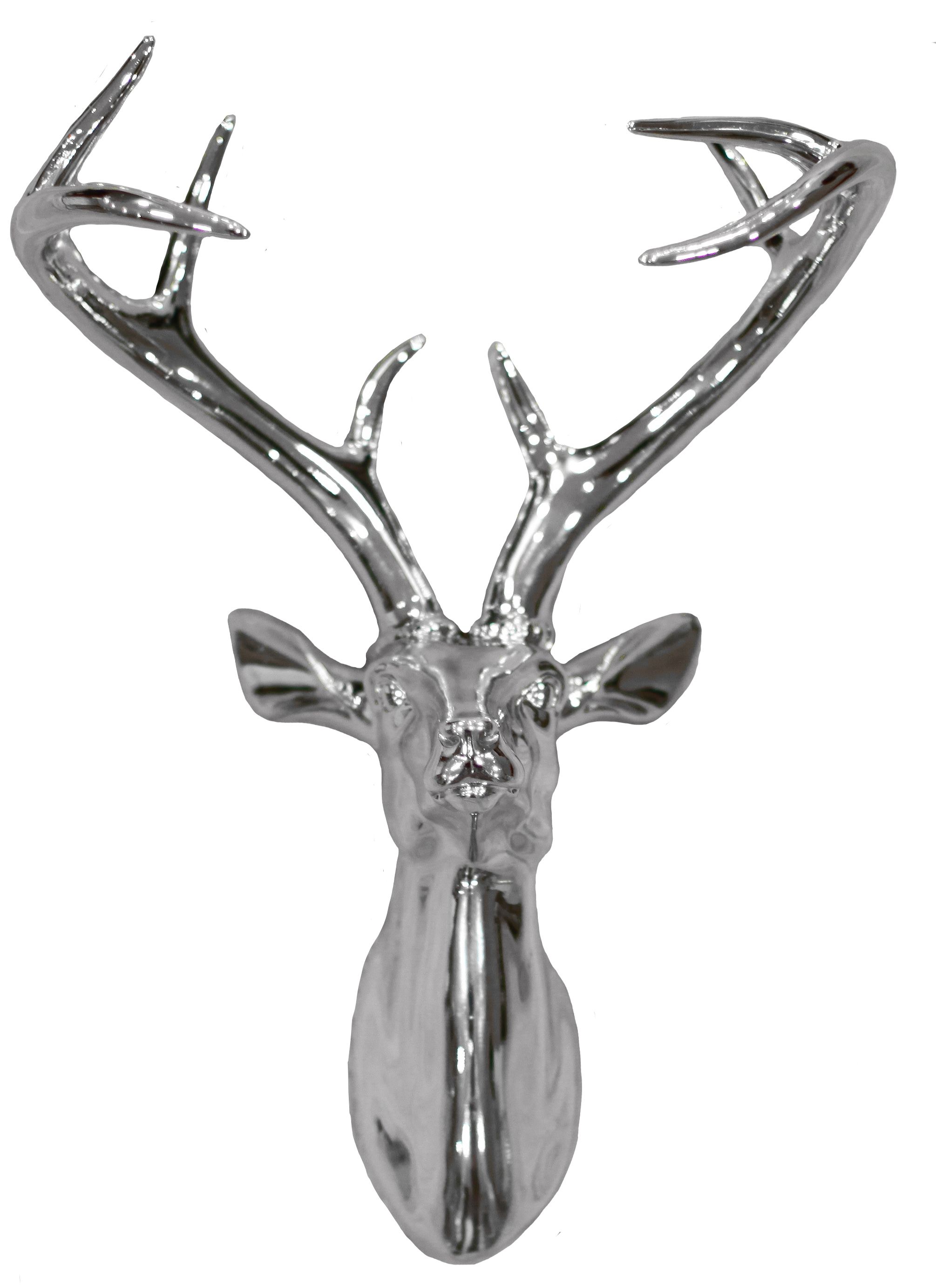Silver Chrome Stagarthouse : Wallpaper Direct Throughout Well Known Stag Wall Art (View 15 of 15)