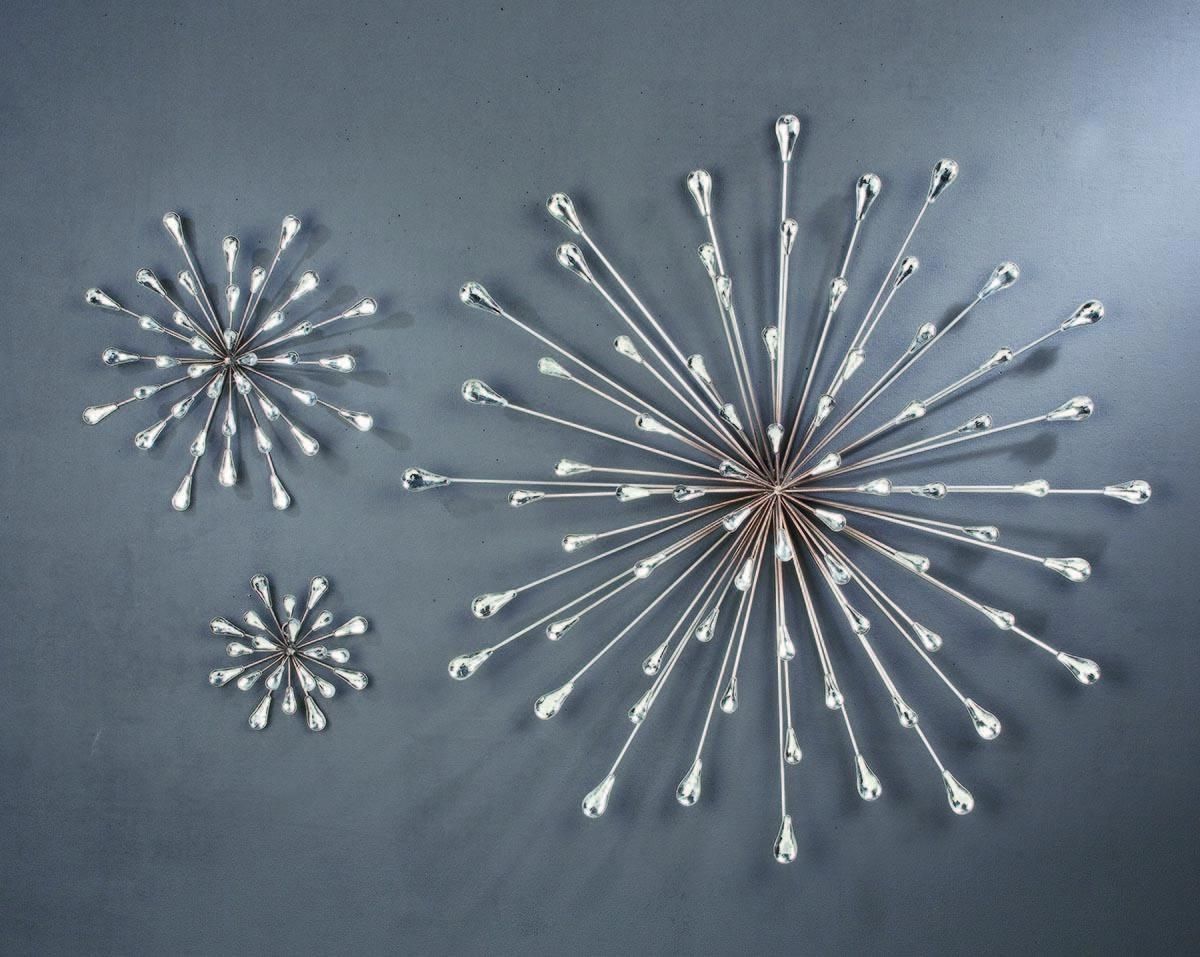 Silver Starburst Wall Art Intended For Most Recently Released Furniture: Silver Starburst Wall Decor On Navy Wall Ideas (View 3 of 15)