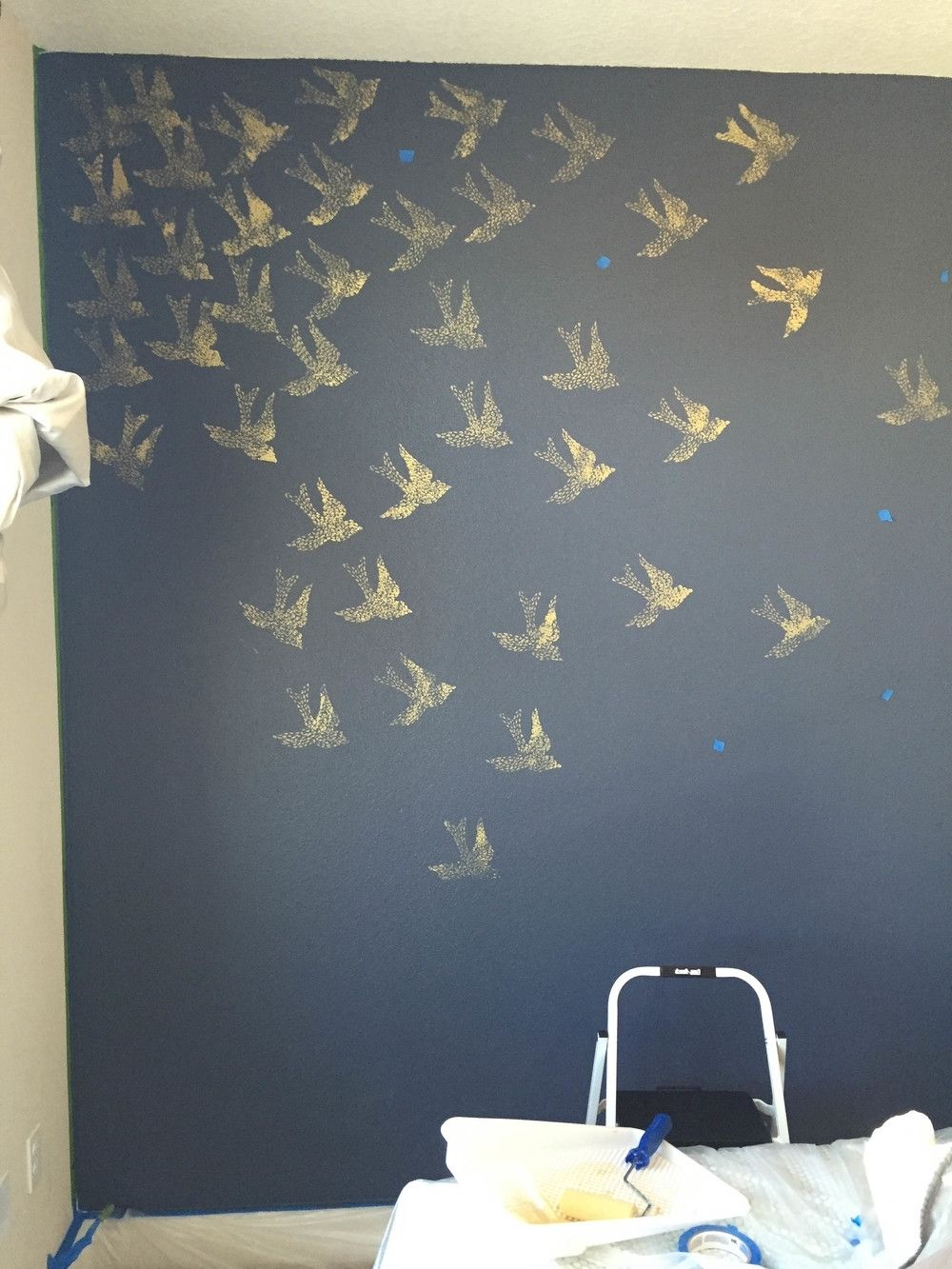 Space Stencils For Walls Inside Most Current Bird Stencil: Bedroom Inspiration — Pumps & Parties (View 7 of 15)