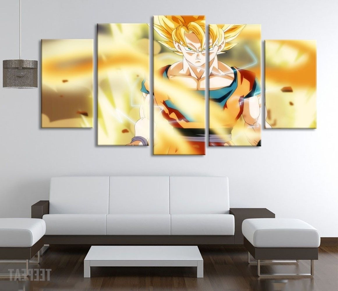 Ssj Fighting – 5 Piece Canvas Painting (View 12 of 15)