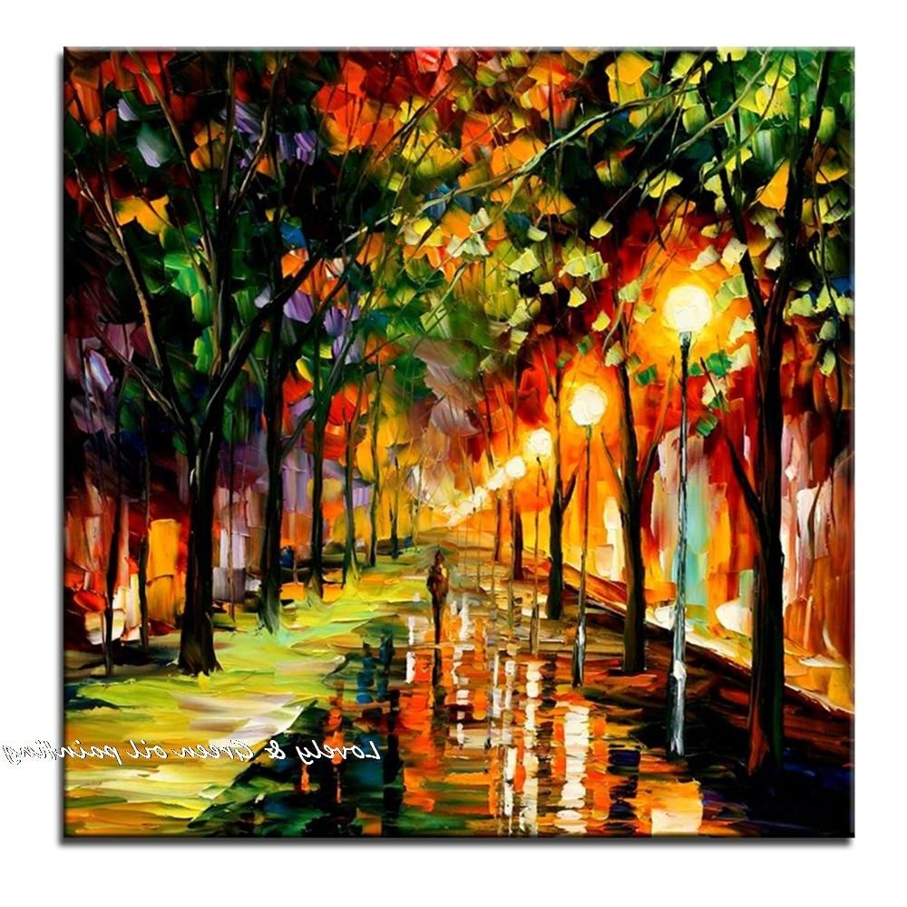 Street Scene Wall Art Intended For Recent Handpainted Knife Palette Oil Paintings Landscape Canvas Art (View 11 of 15)