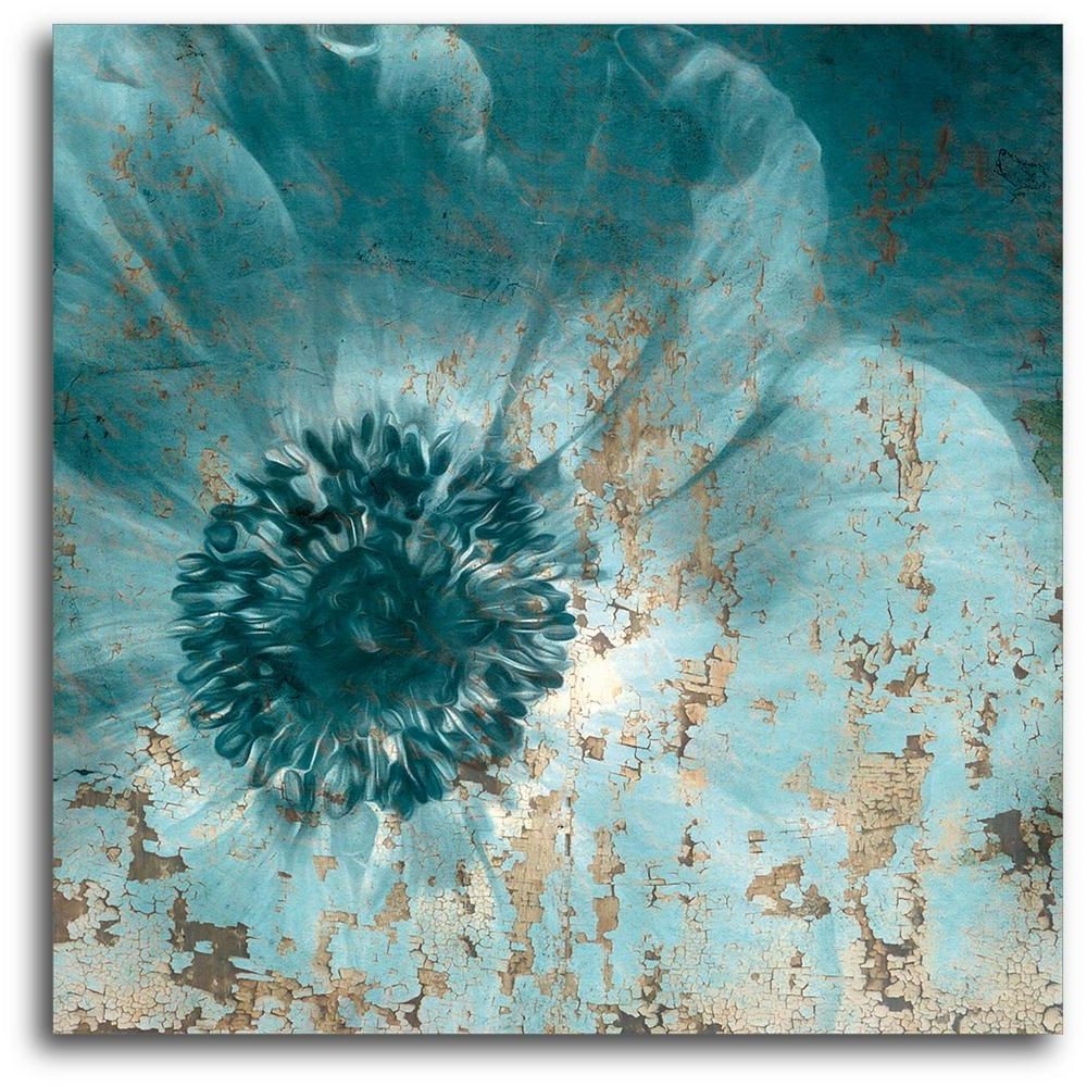 Teal Flower Canvas Wall Art For Most Recent 16in. X 16in (View 1 of 15)