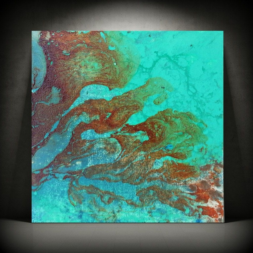 Trendy Art Painting Acrylic Paintings Abstract Small Wall Art Canvas Aqua With Aqua Abstract Wall Art (View 9 of 15)