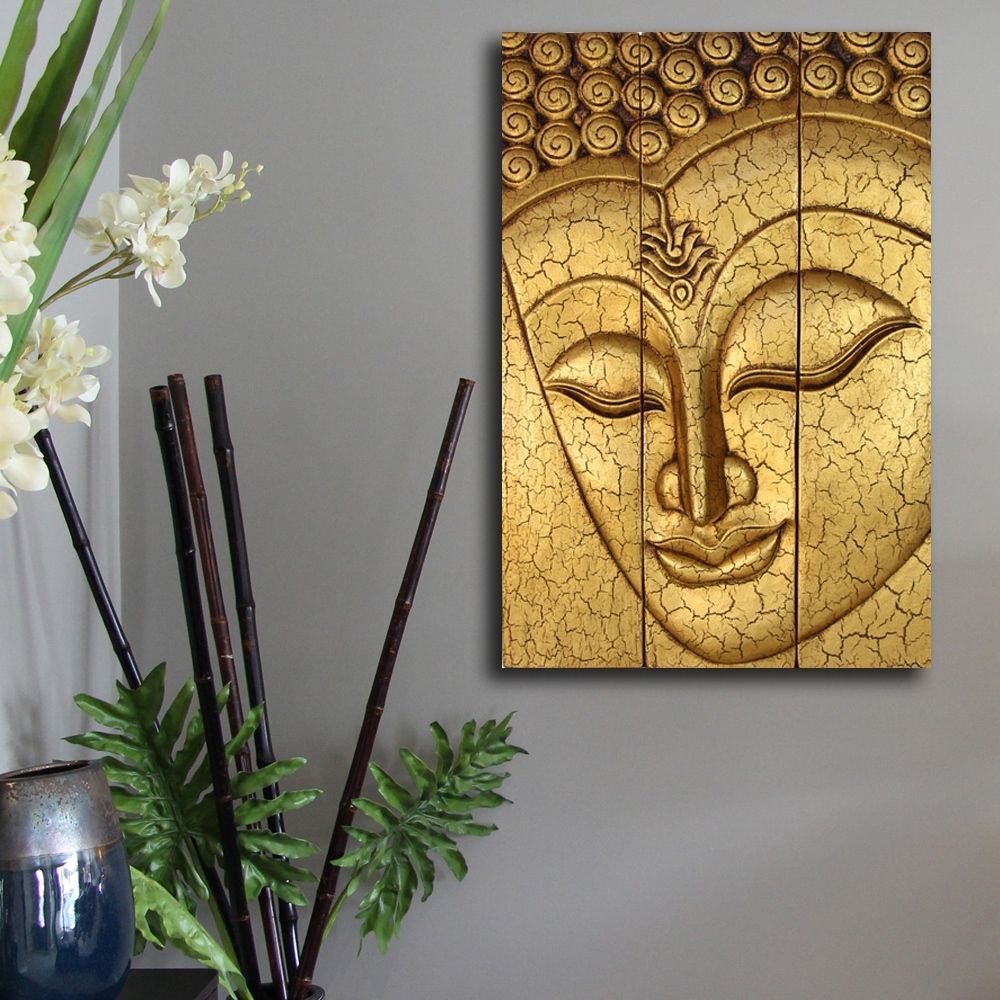 Trendy Buddha Wood Wall Art Intended For Thai Buddha Face Statue Large Hand Carved Wooden Wood Wall Art (View 3 of 15)