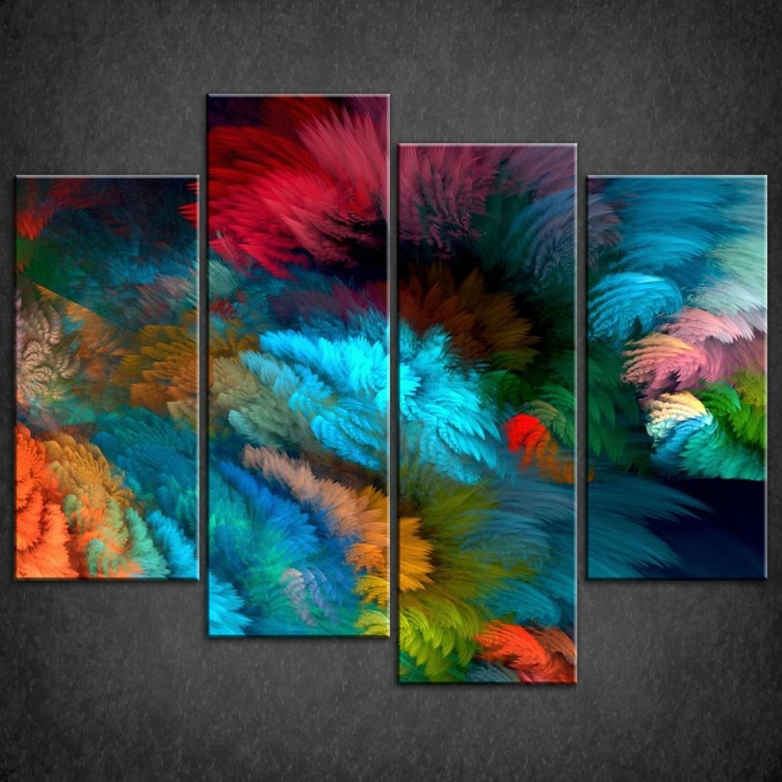 Trendy Colourful Abstract Wall Art In Decor: Abstract Colourful Split Canvas Wall Art For Decorating (View 1 of 15)