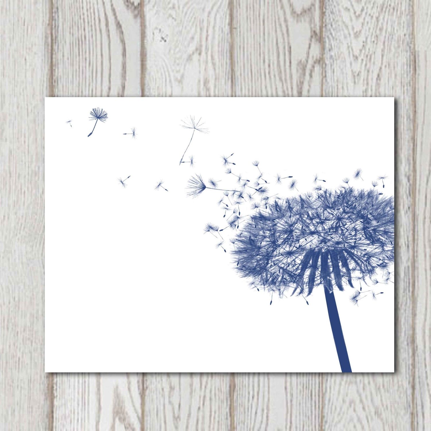 Trendy Dandelion Decor Print Navy Blue Home Decor Navy Bedroom Decor With Blue And White Wall Art (View 1 of 15)