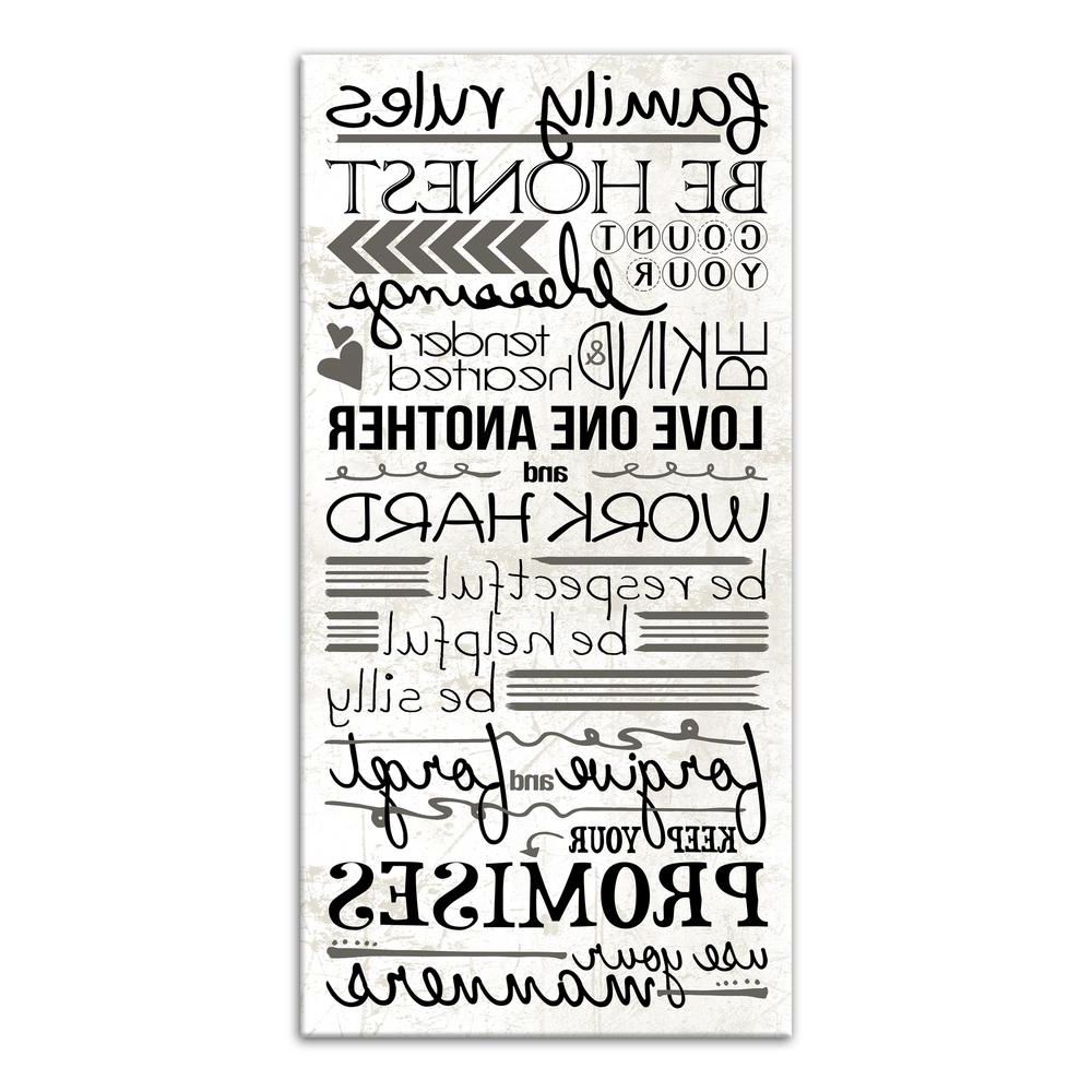 Trendy Family Rules Canvas Wall Art Inside Designs Direct 20 In. X 10 In (View 4 of 15)