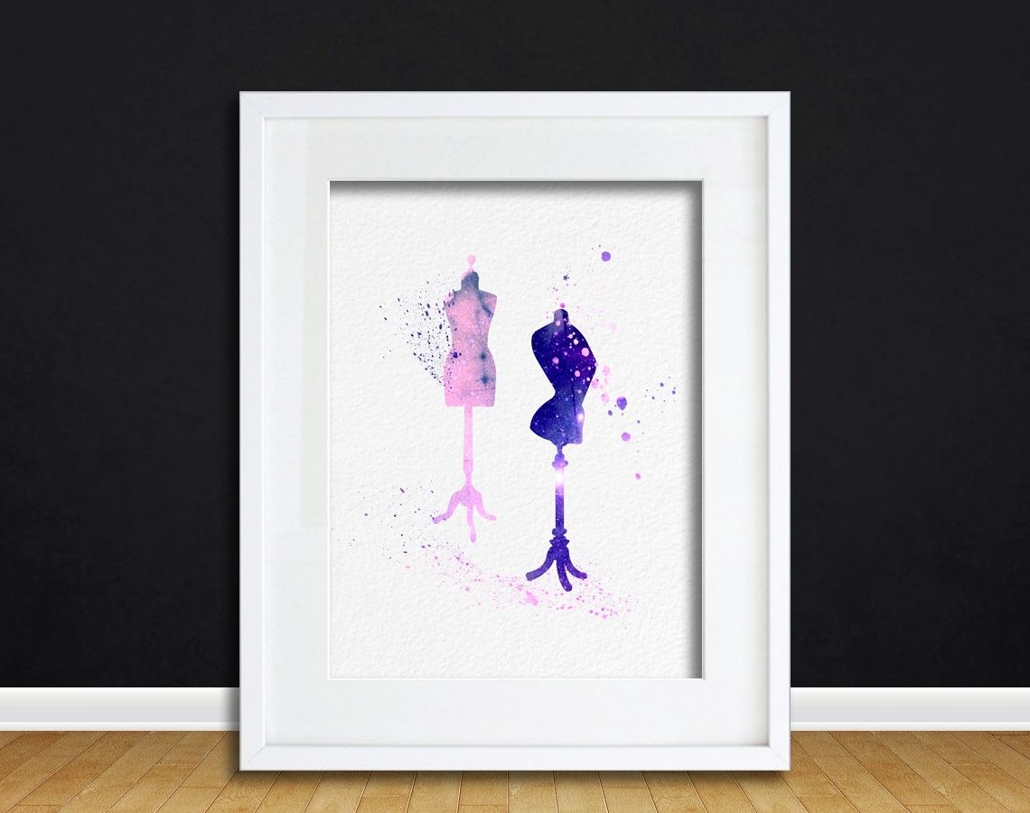 Trendy Watercolor Art Mannequin Gift Modern 8x10 Wall Art Decor Dress Intended For Mannequin Wall Art (View 1 of 15)