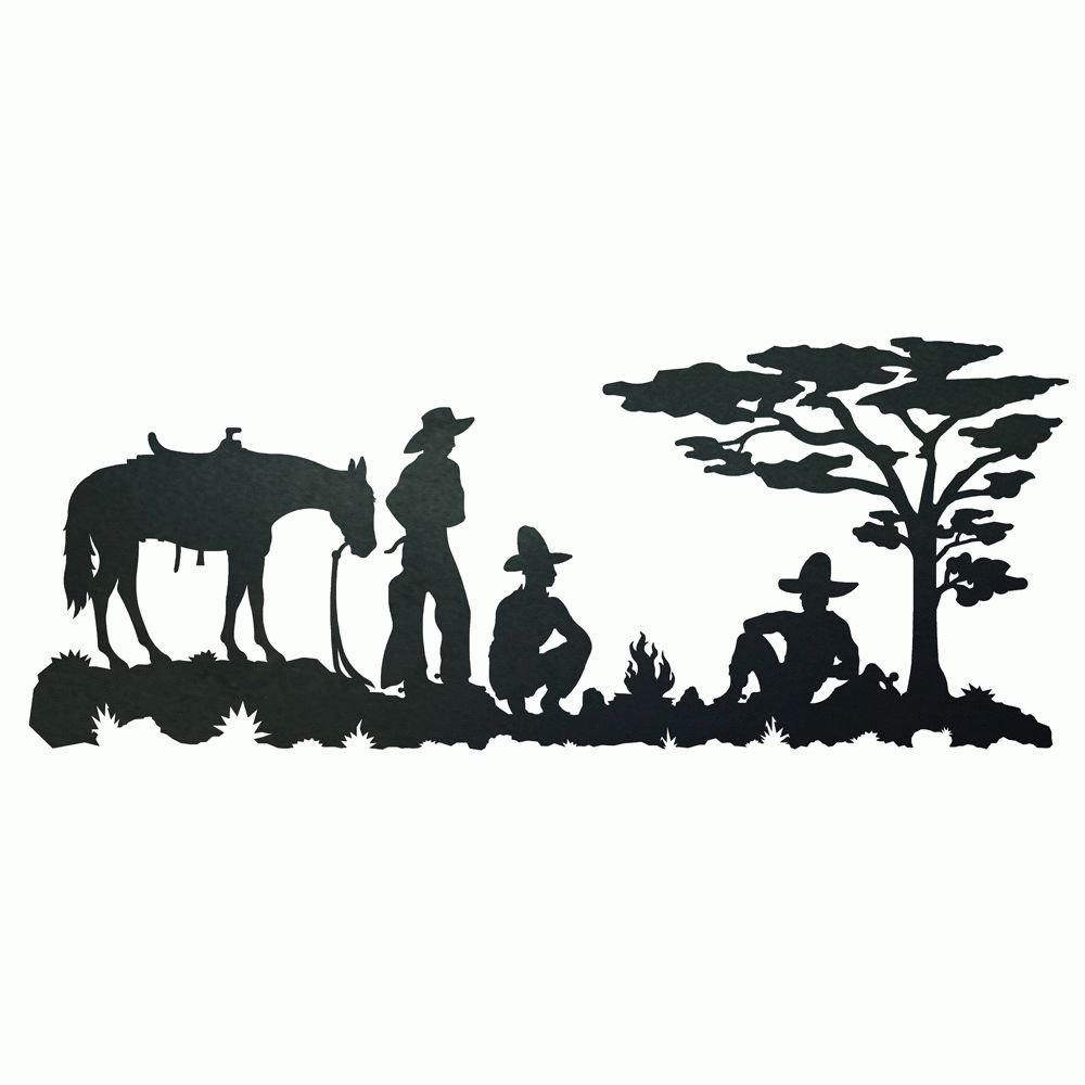 Trendy Western Metal Wall Art Silhouettes With Cowboy Camp Metal Wall Art (View 2 of 15)