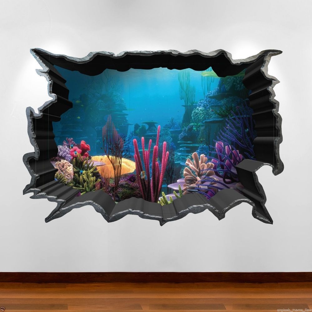 Tropical Fish Aquarium 3d Colour Wall Art Sticker Decal Boys Girls Inside Widely Used Fish 3d Wall Art (Photo 1 of 15)