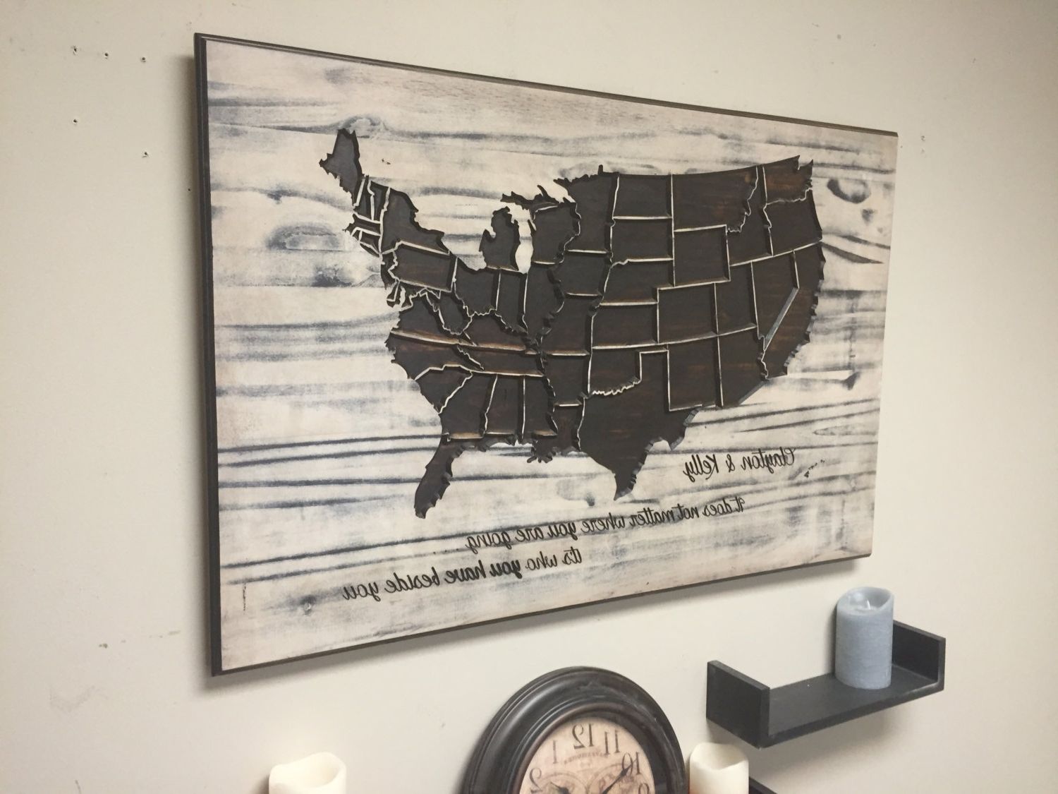 Us Map Wall Art Throughout Best And Newest Rustic Us Map Wood Wall Art, Carved, United States Map, State (View 12 of 15)