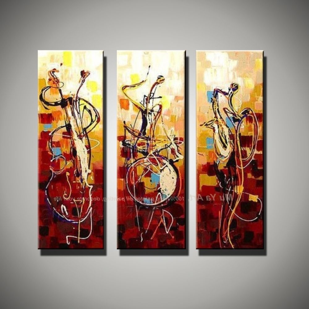 Vertical Music Art Knife Painting Canvas Abstract Modern 3 Piece Regarding Trendy Abstract Music Wall Art (View 14 of 15)