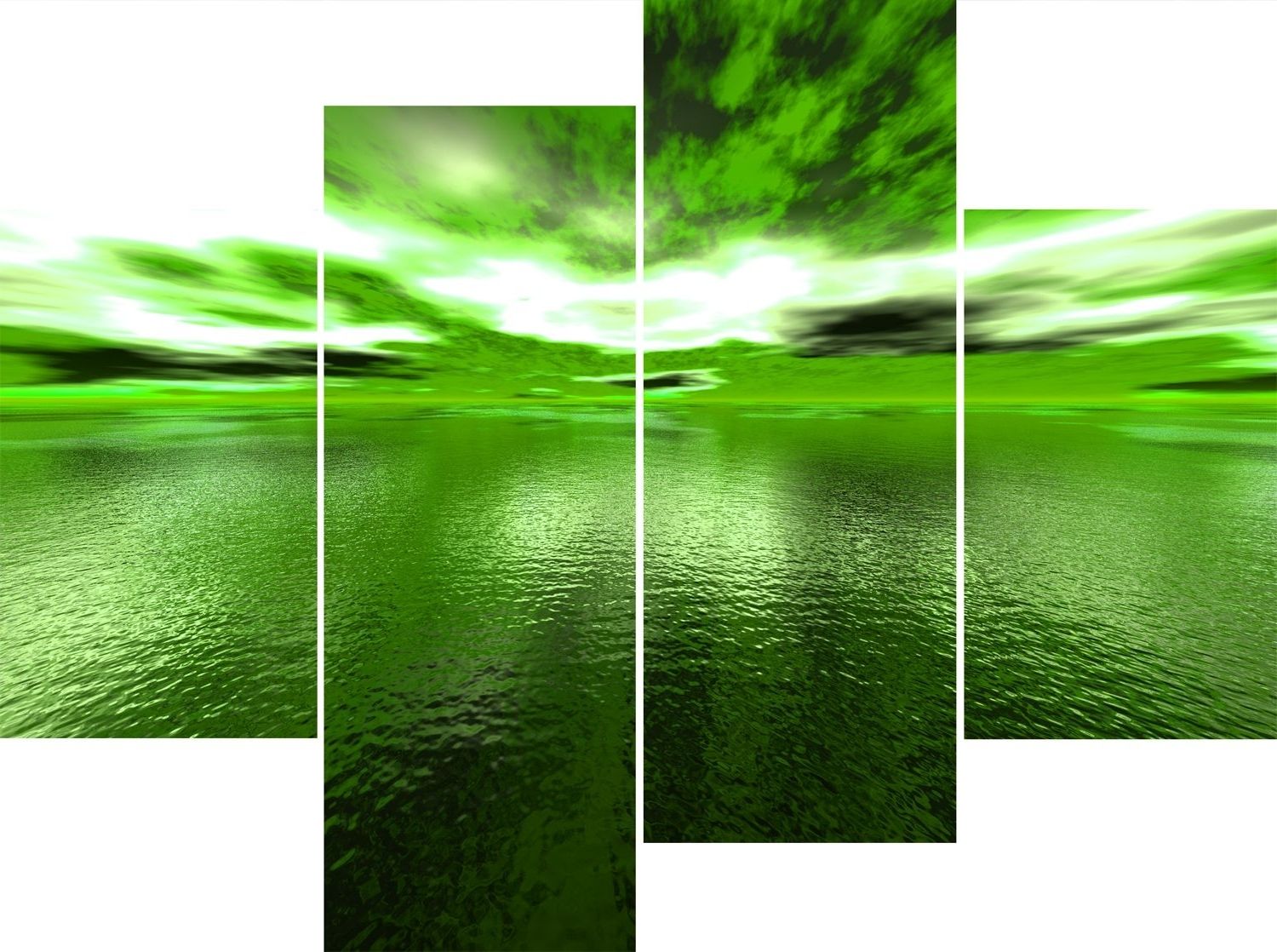 Wall Art Design Ideas: Large 4 Panel Green Sea Andros Vision Pertaining To Best And Newest Lime Green Wall Art (View 9 of 15)