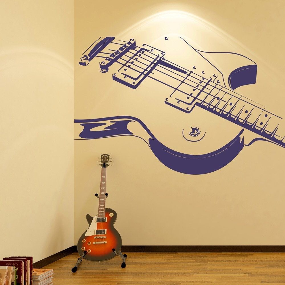 Wall Art Designs: Guitar Wall Art Electric Guitar Wall Stickers In Trendy Musical Instrument Wall Art (View 8 of 15)