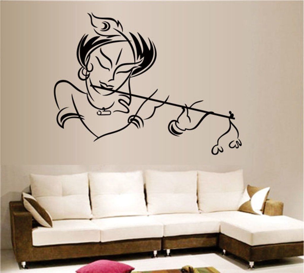 Wall Art Designs With Regard To Widely Used Wall Art Designs Bedroom Stickerskart Stickers Krishna Kiss (View 3 of 15)