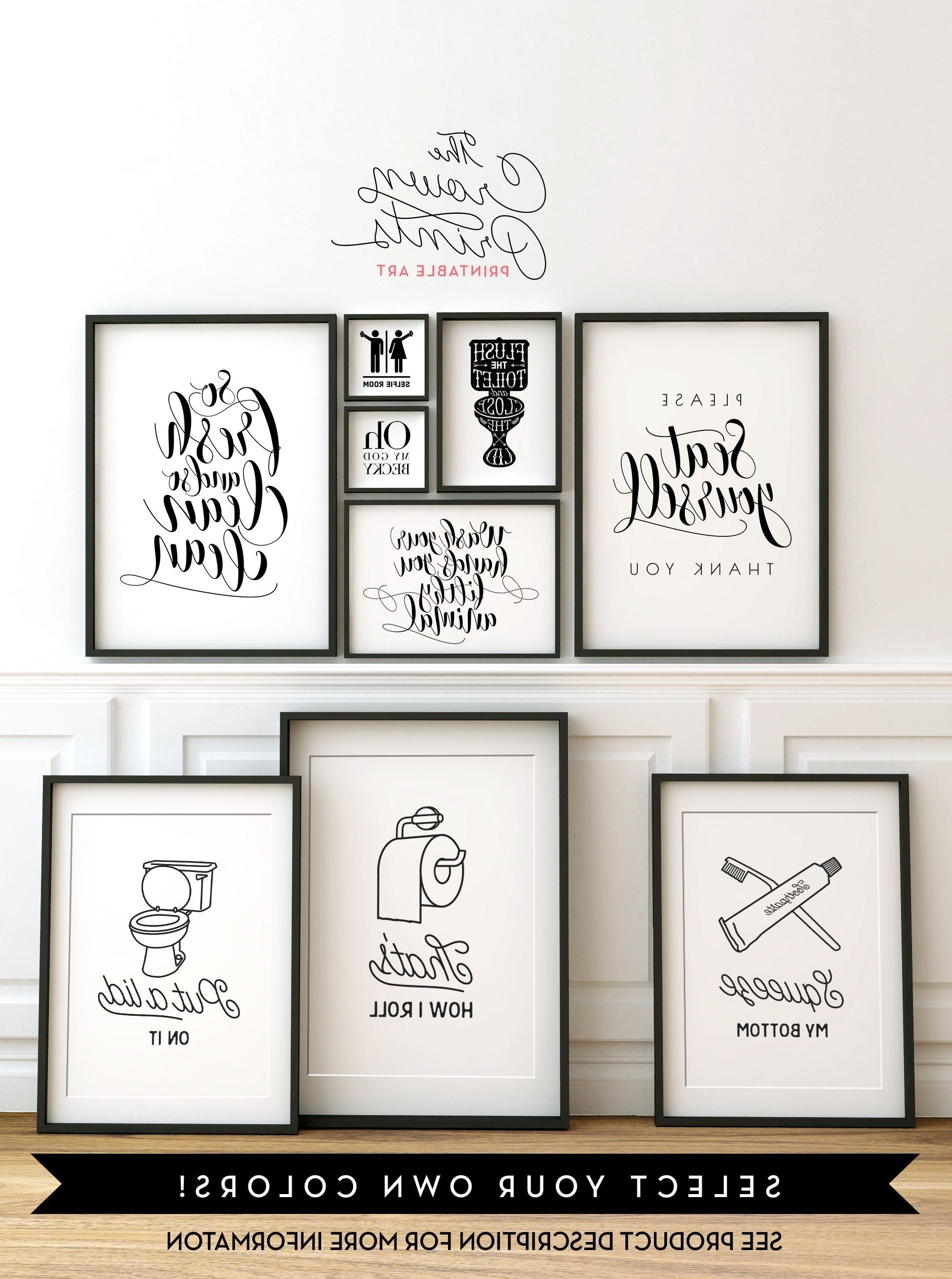 Wall Art For The Bathroom With Well Known Printable Bathroom Wall Art From The Crown Prints On Etsy – Lots (View 1 of 15)