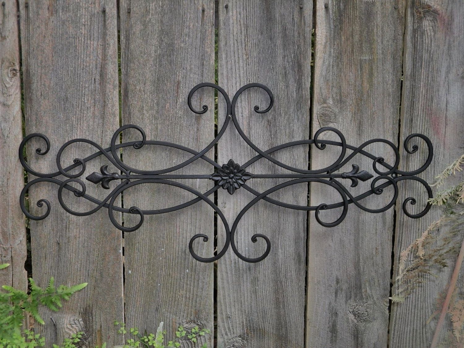 Wall Decor Indoor Outdoor Cottage Style Fleur With Regard To Recent Wood And Iron Wall Art (View 11 of 15)