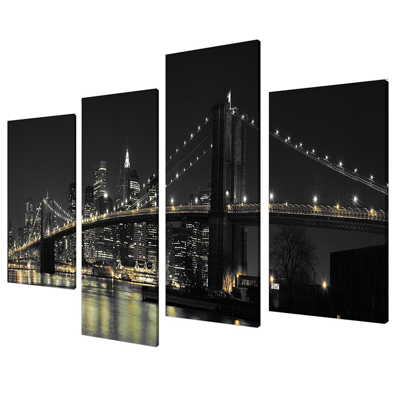Well Known Large White Wall Art Regarding Amazon: Large New York City Canvas Wall Art Pictures Of Nyc (View 11 of 15)