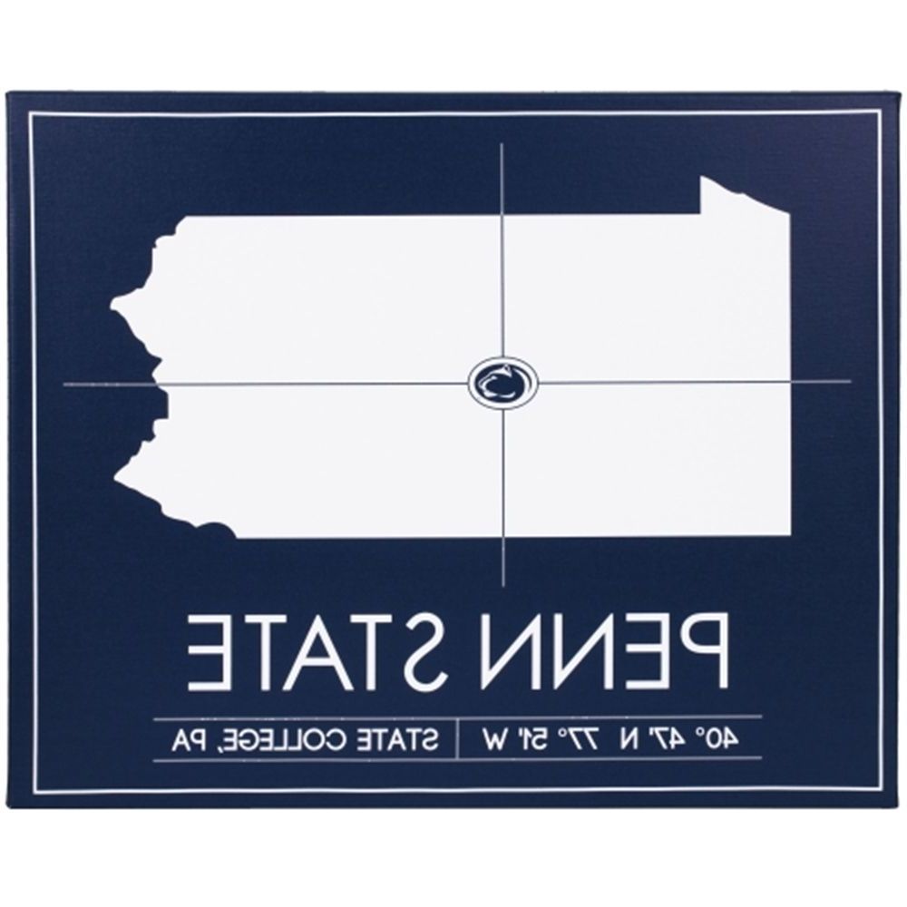 Well Known Penn State Wall Art For Penn State Nittany Lions 20'' X 25'' University Map Canvas Wall (View 6 of 15)